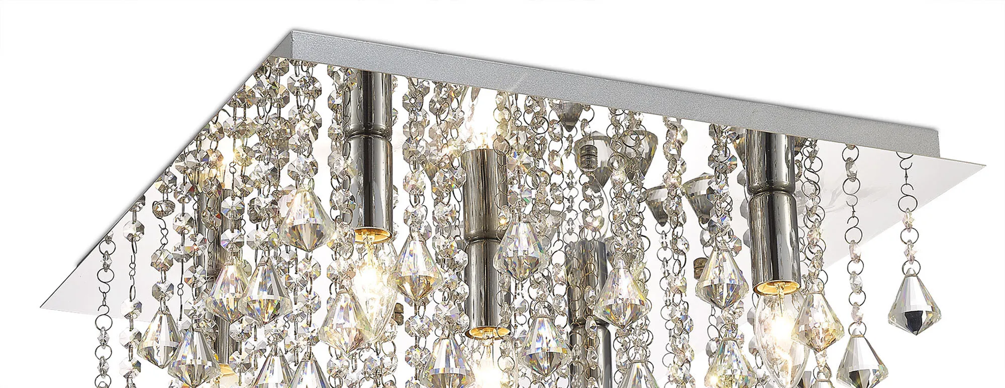 Acton Crystal Square Flush Ceiling 5 Light Polished Chrome D0146  Deco Acton